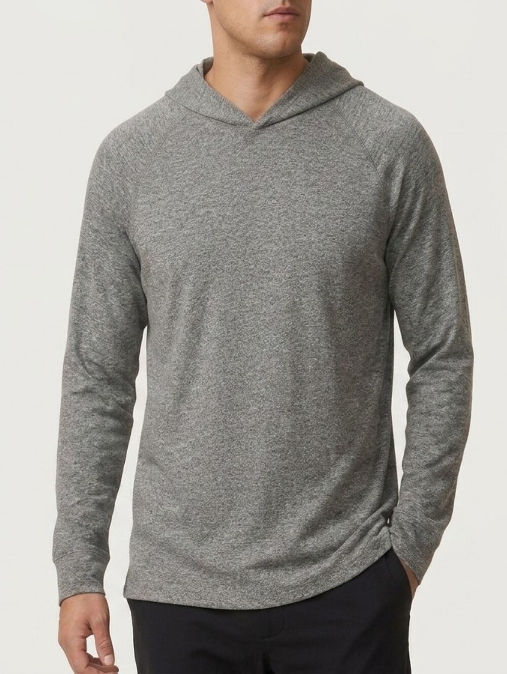 Vince Men’s Heather Grey Pullover Knit Hoodie Sweatshirt Size Large